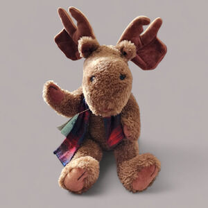 Boyds Bear JB Bean Series 17” Moose Tartan Scarf Jointed Plush 1985-1997